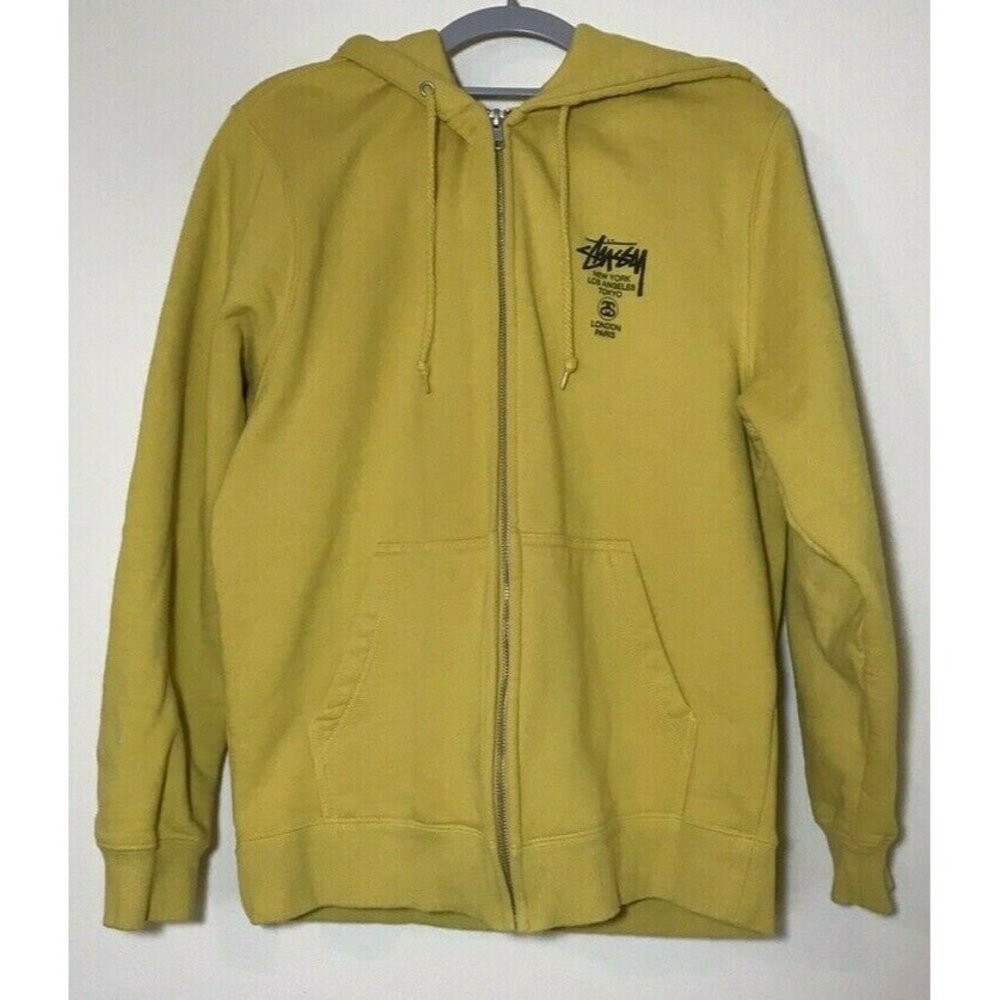 Stussy Full Zipper Jacket Sweatshirt Yellow
